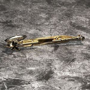 Vintage 1949 Anson Large Folding Gold Tone Battle Axe Tie Clip Tie Clasp